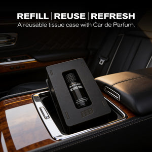 luxury car perfume bottle on a leather