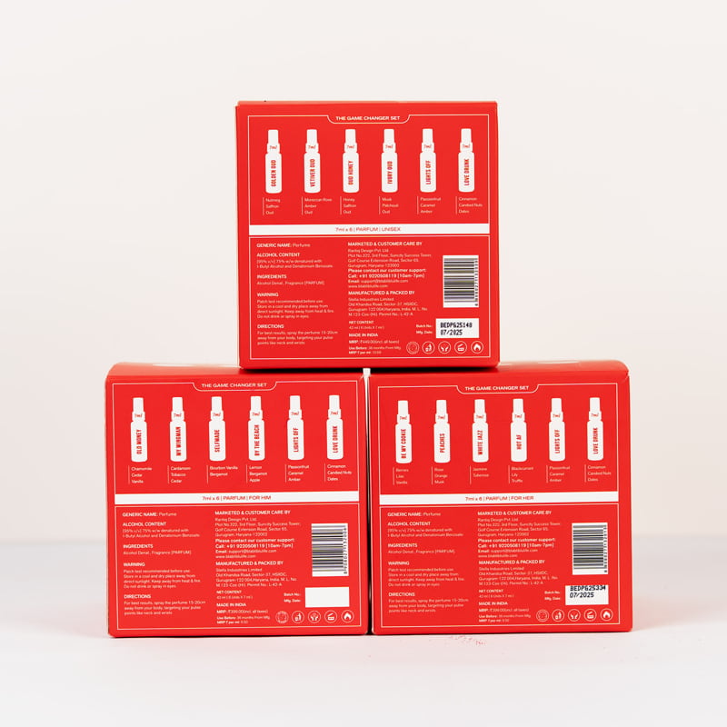 Red boxes with product images and text on a white background