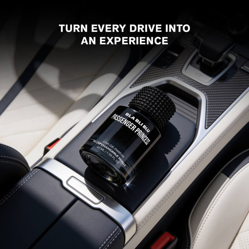 Bla Bli Blu Passenger Princess premium car spray fragrance placed in a modern car cabin