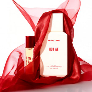 Two perfume bottles with 'BLA BLA BLU' branding.