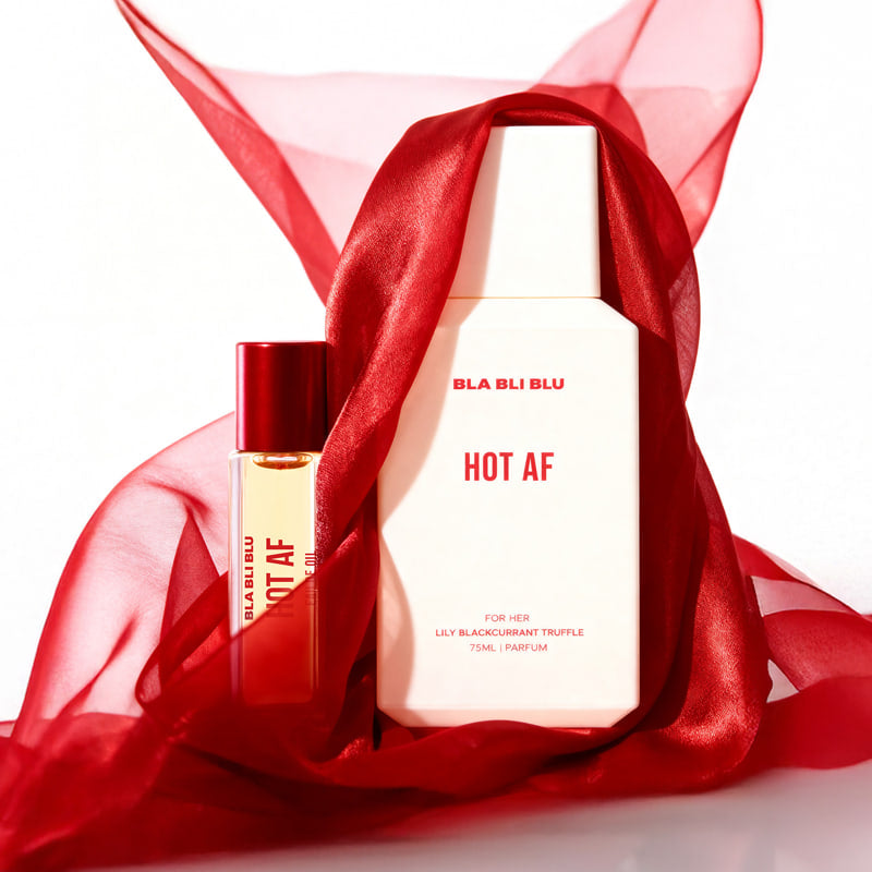 Two perfume bottles with 'BLA BLA BLU' branding.