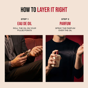 Instructions on how to layer perfume with text and images 