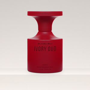 Red Oud perfume bottle labeled 'IVORY OUD' on a white background
