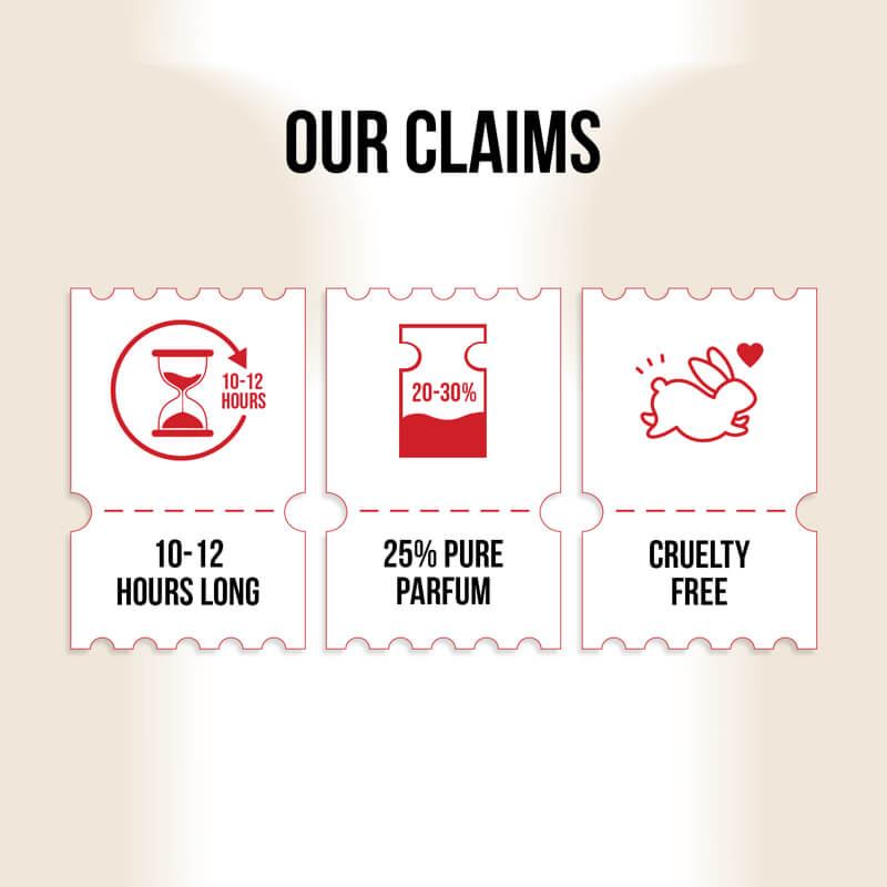 Claims of a product on a beige background