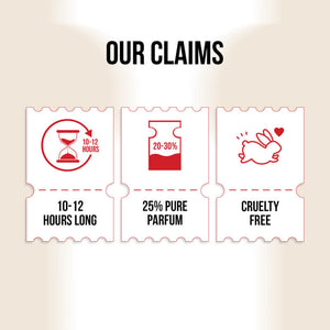 Claims of a product on a beige background